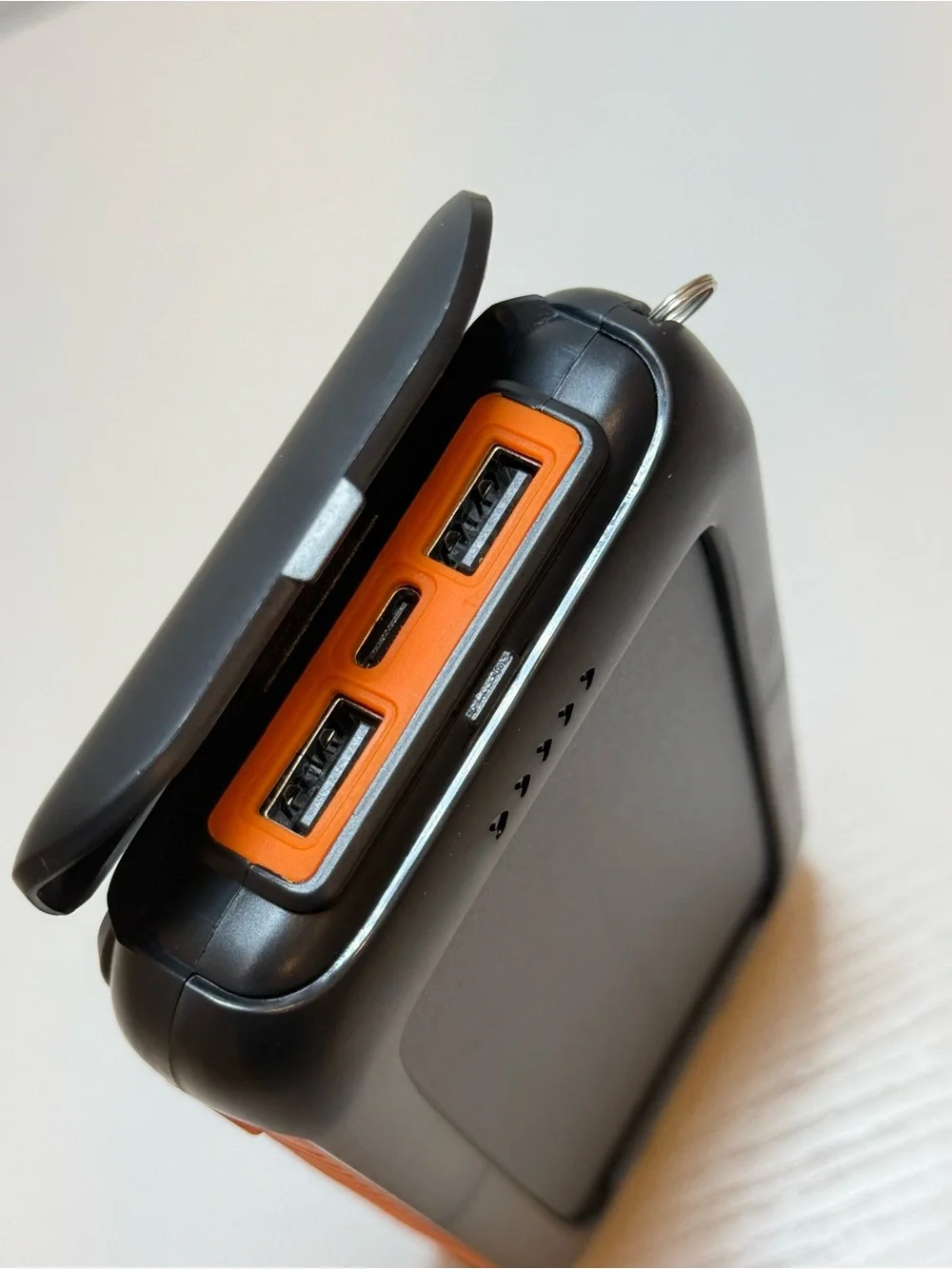 Portable Solar Power Bank in Black and Orange